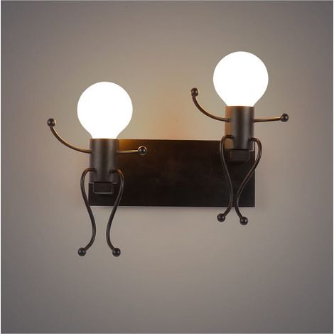 Applique Murale Robot Originale, Lampe Décorative E27 pour Chevet, Chambre d'Enfant et Salon, Spot Mural Moderne Noir, Idée Cadeau Créative (1/3)