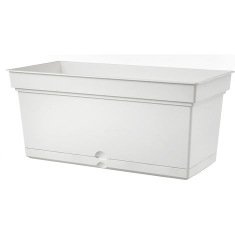 Vaso 78x38x38 cm in Polipropilene con Riserva d'Acqua e Sottovaso Tulli Aqua Elements 78 Bianco (1/4)