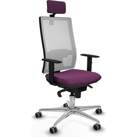 Horna sincro malla blanca similpiel morado brazos 1D base aluminio cabecero 2D ruedas 65mm engomadas (1/5)
