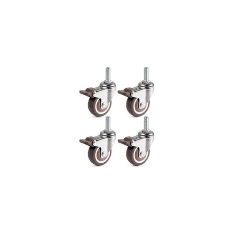 4 Pièces Roues Pivotantes, 25mm M6 x 15mm Pole Roulettes de Meubles pour Chariots- (1/4)