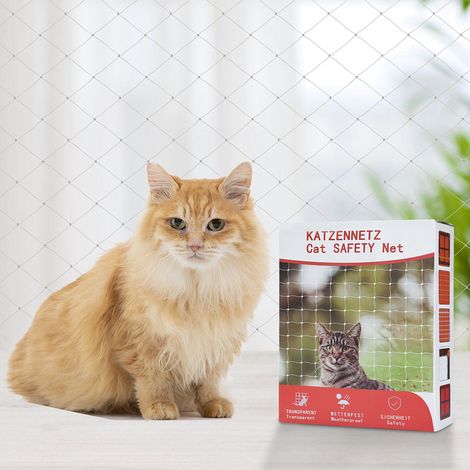 Randaco Katzennetz Katzenschutznetz Balkonnetz Gartenschutz Transparentes Gitter zuschneidbar Befestigung Fensterschutzgitter 3x8m