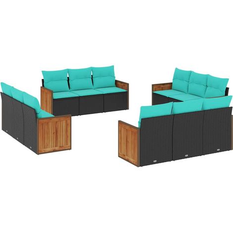 Maison Exclusive - 12-teiliges Gartensofa-Set mit Kissen, schwarz (1/5)