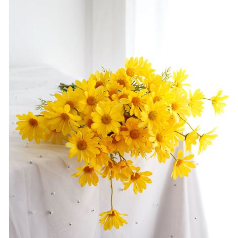 Bouquet de fleurs artificielles marguerites jaune clair pour décoration salon salle à manger chambre bureau maison