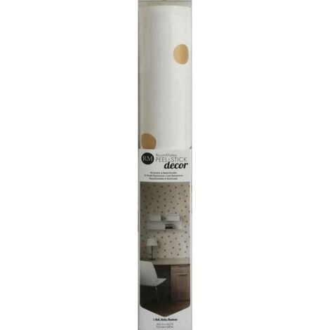Papier peint auto-adhésif - Gros Points Jaunes - 5.75 m x 45 cm (1/5)
