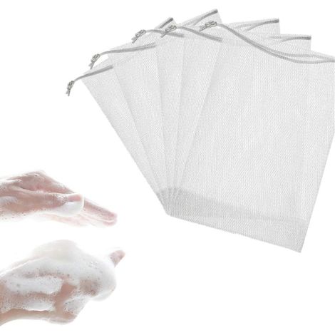 50 sacs à savon, filet avec cordon, outils de nettoyage, pour douche et salle de bain (1/5)