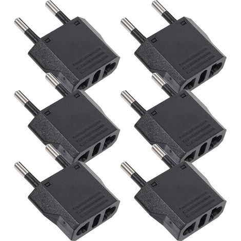 Adaptateur secteur domestique en cuivre pur 6 pièces, noir, convertisseur de prise européenne pour (1/5)
