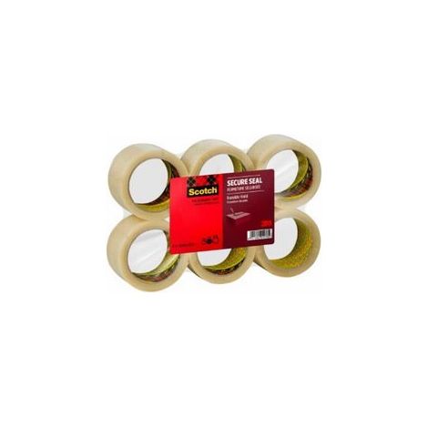 Ruban adhésif d'emballage SECURE SEAL Scotch, 50 mm x 66 m - Transparent - Lot de 6