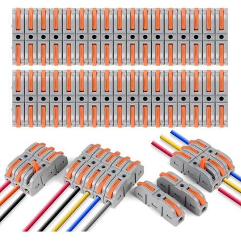 BUNTHAUS Elektrische Schnellverbinder mit Hebel, 34 Stück 1-Draht-2-Eingangs-Anschlussklemmen, für Kabeldrähte können frei kombiniert werden, PA flammhemmend (1/5)
