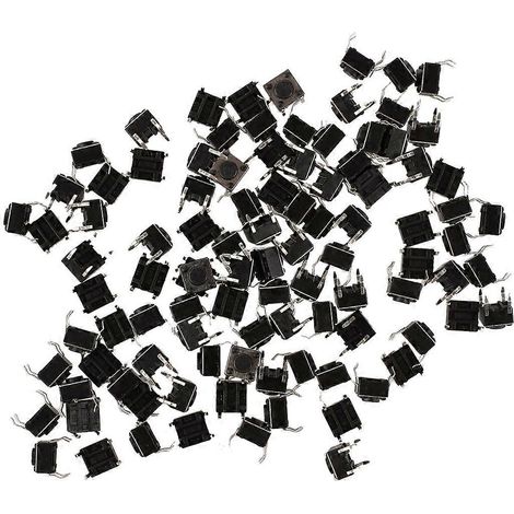 Packung mit 100 taktilen Momenttastern für Leiterplatten (6 x 6 x 4,5 mm), 4-poliges DIP-Gehäuse. (1/5)