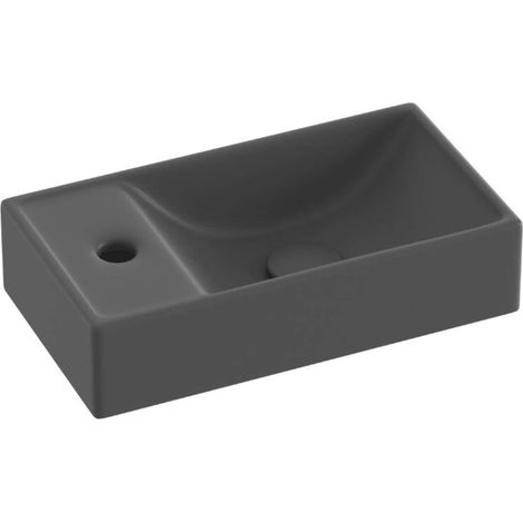 Ravak Veda 400 - Handwaschbecken 41x22 cm, ohne Überlauf, Armaturenloch links, Anthrazit XJXL3240000 (1/3)