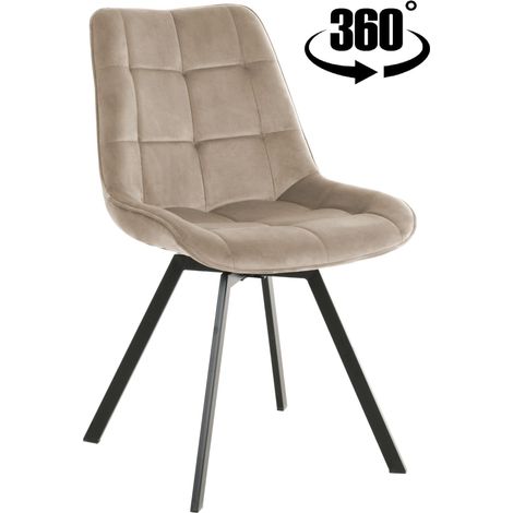 Silla giratoria Lapo tapizada en terciopelo beige (1/3)
