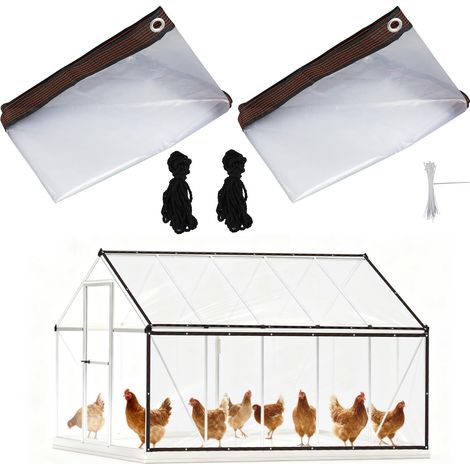 Bâche de protection transparente pour poulailler, bâche imperméable et coupe-vent en PVC avec œillets métalliques, bâche résistante à la déchirure pour abri extérieur, 3m x 1m (1/5)