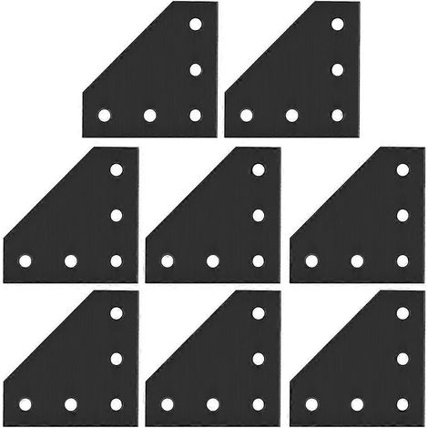 Lot de 8 plaques de jonction à 5 trous avec équerres en L pour profilés en aluminium, compatibles avec les profilés aluminium série 2020.-6x6cm-Black