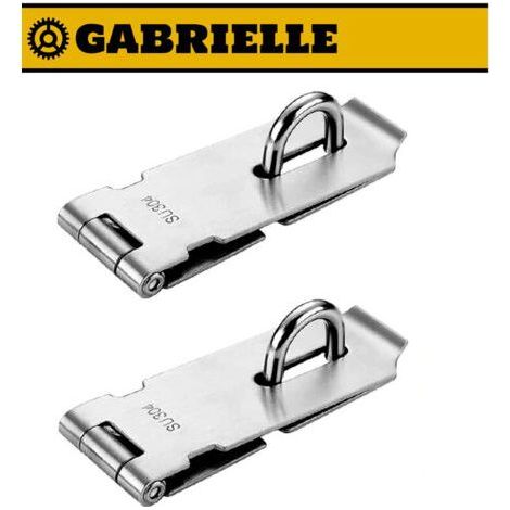 Staple Padlock Latches, 2 Pieces Door Snap Door Lock Latch, 4 Inch Stainless Steel Padlock Latches with Screws, Silver Padlock Clip (1/5)