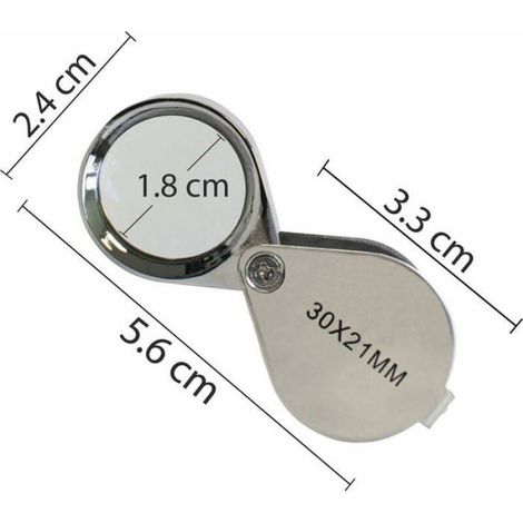 Loupe de bijoutier - Loupe en verre 30 x 21 mm Bijoux Antique Oculaire - Loupe de poche 30x - Verre pliable - Loupe de botaniste (1/4)