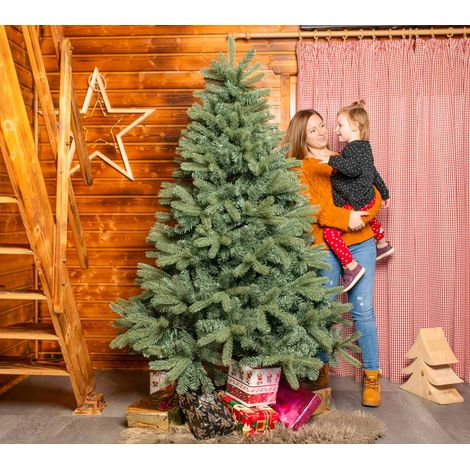 Sapin de Noël artificiel épicéa vert 180 cm – Branches denses en plastique – Support métallique stable – Montage rapide – Evergreen (1/3)