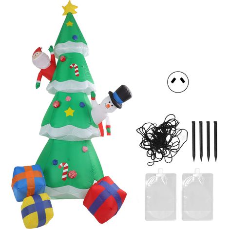 Aufblasbarer Weihnachtsbaum mit 15 LEDs und Geschenkboxen für den Innen- und Außenbereich, 100–240 V, australischer Stecker (1/5)