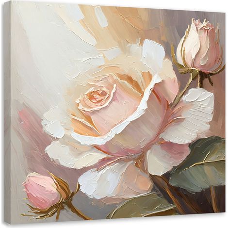 Tableau sur toile Tableau sur toile Rose peinte à la main 50x50 (1/5)