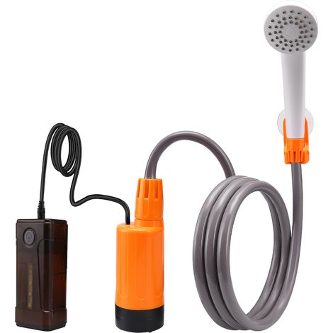 Douche de Camping Portable, lumière LED, Pompe de Douche de Camping, Pompe de Douche Portable, Pompe à Eau de Seau dans Une Pomme de Douche Stable et Douce, pour Le Camping,Voyage,extérieur