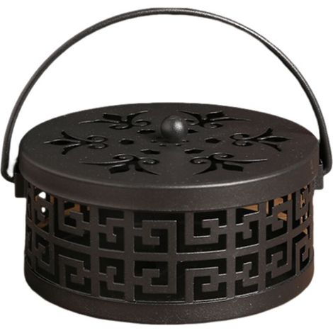 Lntyq Support de Bobine de Moustique Classique, Porte-encens Portable en métal, Support de Bobine Anti-Moustique avec poignée et Couvercle, Encens Spirale Anti Moustique, Mosquito Coil Holder