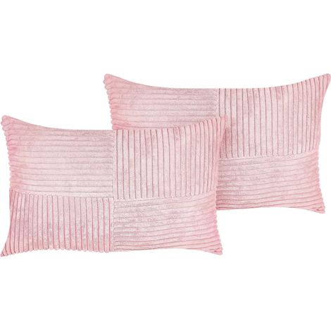 Coussins Décoratifs Rose en Velours Côtelé 50 x 30 cm Glamour Ensemble de 2 Millet