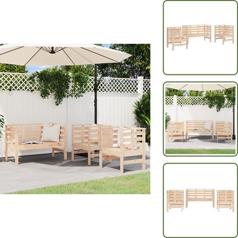The Living Store 3-tlg. Garten-Lounge-Set Massivholz Kiefer - Gartenbank (1/5)