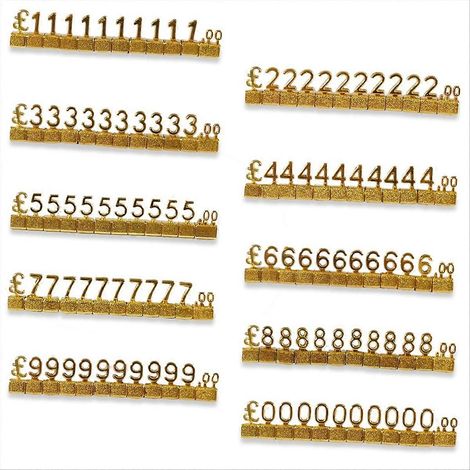 Lot de 10 étiquettes de prix numériques 3D en métal, réglables, pour étagères (GBP)