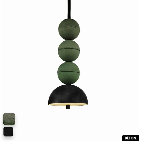 Lampe de suspension en béton velours - BOSFOR CONCRETE VELVET ASPERGE - NOIR 3 BALLES LED 14W (1/2)