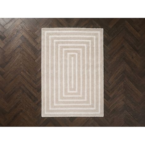 BOBOCHIC - Tapis poils longs LYZZO motif graphique  160x230 Crème