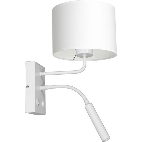 Wandleuchter weißer Lampenschirm Leselampe 2 Schalter Arden 1xE27+G9 15W+8W Luminex