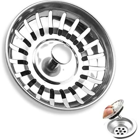 Bouchon de vidange universel de 75 mm. Crépine d'évier réglable en acier inoxydable. Accessoires pour évier - 1 pièce (1/5)