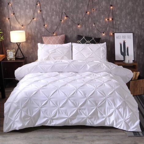 Housse de couette plissée 135x200 cm – 100 % microfibre – 2 taies d'oreiller 48x75 cm – Hypoallergénique et infroissable (1/5)