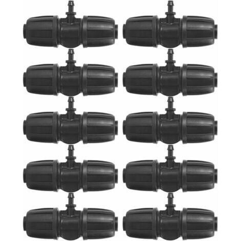 16mm à 4/7 Garden Lock Connecteurs en T Barbelés, 10pcs/Set Connecteurs pour PE Hose Garden Irrigation System (1/4)