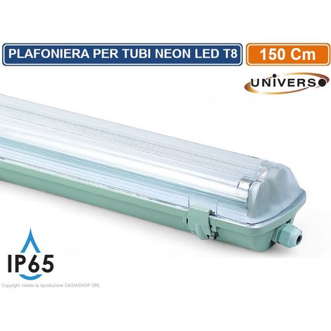 UNIVERSO T8-150S PLAFONIERA PORTA TUBI LED IP65 PER 2 T8 DA 150CM