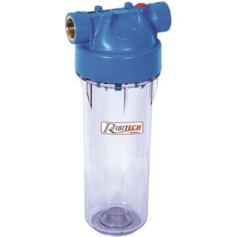 Ribitech – Untertischfilter für verschiedene Filterpatronen – 3/4"-Anschluss – Höhe 307 mm – Material: ABS und SAN – Maximaler Druck: 7 bar