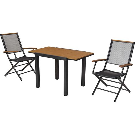 Itanos Set 3tlg Alu/Kunststoff Balkontisch 80 (120) x 70 cm