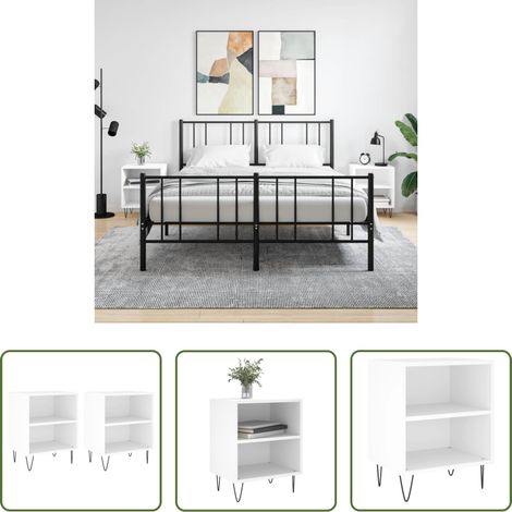 Bois d'ingénierie -  Tables de chevet 2 pcs blanc 40x30x50 cm bois d'ingénierie (1/5)
