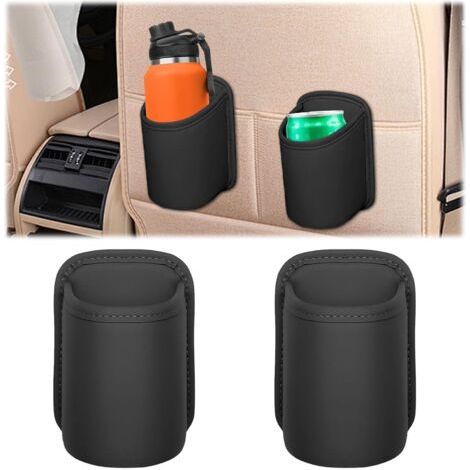 Porte Gobelet Voiture, Lot De 2 Support Bouteille en Cuir, Support Portable Voiture À Clipser pour La Banquette Arrière, Voiture Résistant Aux Rayures pour Bouteilles d'eau, Et Boissons, Noir