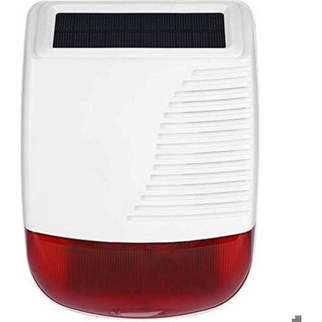 Sirène d'alarme extérieure sans fil solaire – Alimentation solaire – 110 dB – Étanche et anti-sabotage – (1/4)