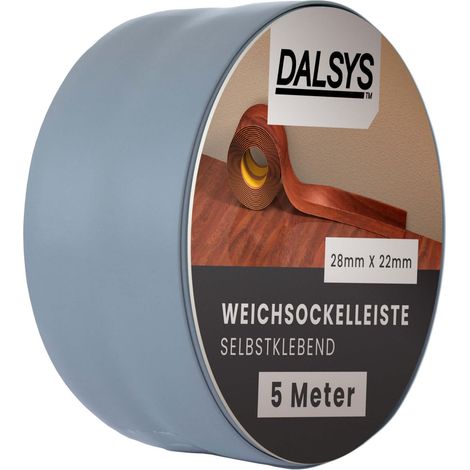 Dalsys Weichsockelleiste selbstklebend Klebeleiste, Abschlussleiste für Fugen in Wohnbereich, Küche, Bad, aus PVC Kunststoff - Dunkelgrau 5m