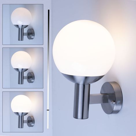 Lampada da parete Lampada da parete Lampada a sfera Lampada da esterno Illuminazione d'ingresso Smart LED Acciaio inossidabile, plastica bianca, Controllo tramite app, 1x 9 watt 806 lm, HxL 31.5x20 cm