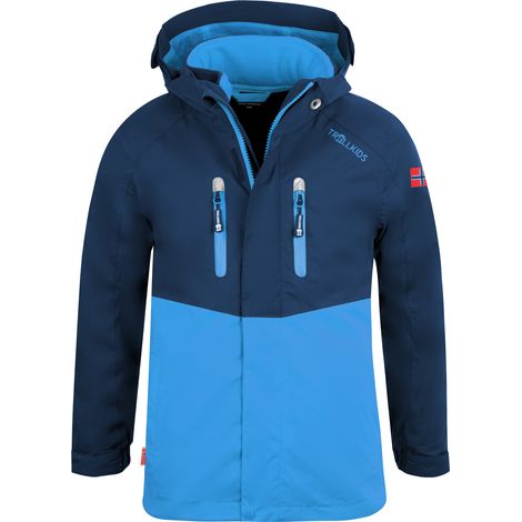 TrollKids Kids Bryggen Giacca impermeabile 3 in 1 con cappuccio blu (418-110) 98