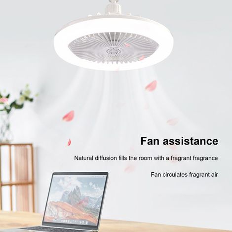 Lampe ventilateur suspendue E27 moderne avec diffuseur d'huiles essentielles, télécommande, température de couleur réglable, veilleuse à intensité variable, 3 vitesses de ventilation, minuterie 1h/2h/ (1/5)