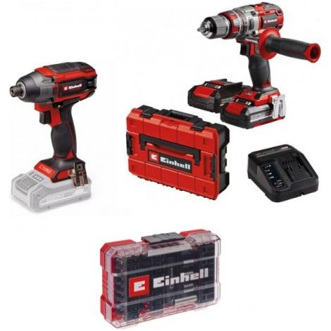 Pack perceuse à percussion Pro + visseuse à chocs Pro et coffret 35 embouts - Power X-Change - EINHELL PROFESSIONAL