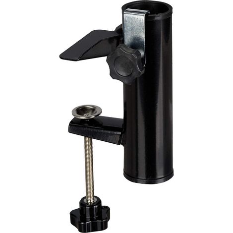 Porte-parapluie pour balustrade de balcon carrée, diamètre du poteau 19-38 mm, porte-parapluie en acier, hauteur : 15,5 cm, noir. (1/4)