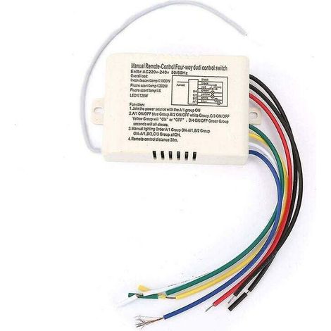 Commutateur de Télécommande sans Fil 4 Voies 220V Récepteur Mural Numérique Module Émetteur Interrupteur Mural à Distance+Récepteur émetteur pour Lumières (1/3)