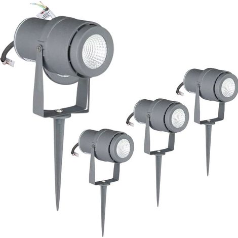 Lot de 4 Spots sur Piquet LED Extérieurs 12W IP65 Gris V-TAC VT-857 - 20 ° - Blanc chaud - 3000K (1/5)