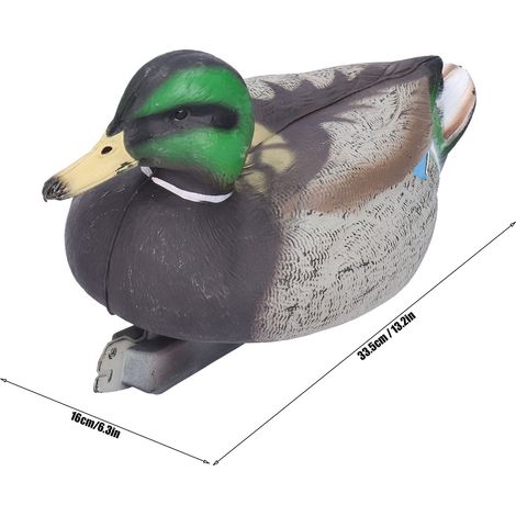 Pato de jardín de plástico realista – macho – 16 cm – decoración para piscina/jardín – resistente e impermeable – 1 pieza (1/5)