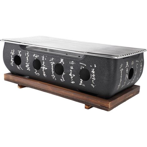 Barbecue japonais à charbon de bois rectangulaire, style calligraphie, chauffe rapide, base en alliage d'aluminium pour le camping, format XL. (1/5)