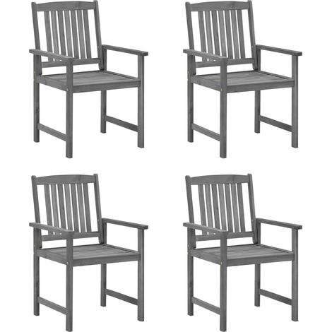 Chaises de jardin et coussins lot de 4 Chaises d'extérieur Gris Bois acacia massif (1/5)